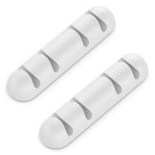(As show, One size) (White)2x Cable Holders Cable Clips Each for 4 Cables Cable Management Organizer for Home Office Heavy Duty Adhesive Strip