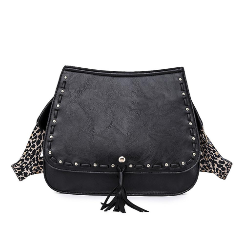 Borsa a tracolla nera, borsa a tracolla retrò, borsa per la spesa da donna