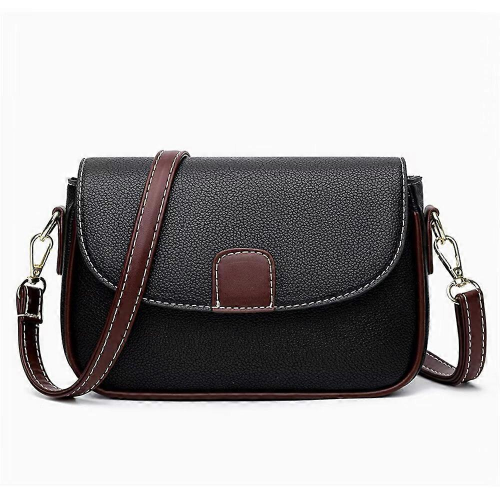 Borsa a tracolla piccola in pelle nera da donna, modello Hundred, alla moda