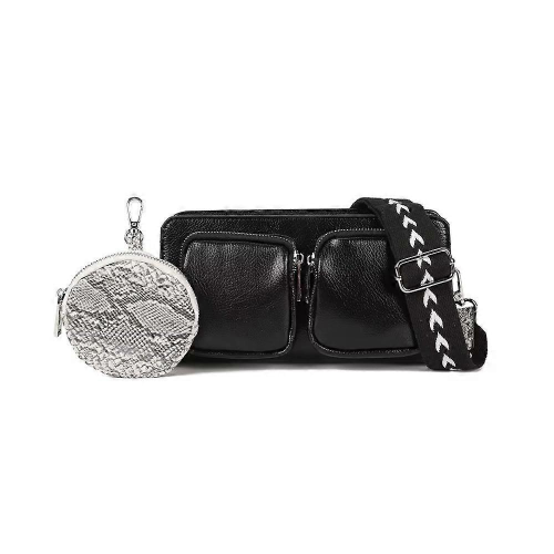 Borsa a tracolla piccola in PU nera alla moda, borsa da donna Hundred