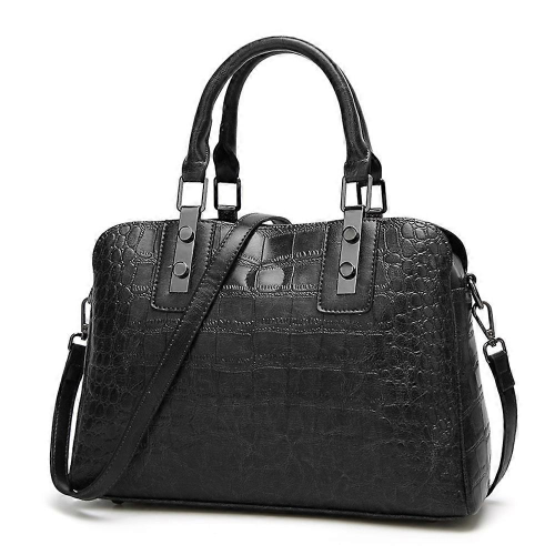 Borsa a mano da donna nera con stampa coccodrillo, semplice e versatile 1