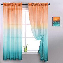 (As show, One size) 132*213 cm orange and green Eyelet Sheer Curtains Semi-Transparent Interior Curtain for Bedroom Living Room Home