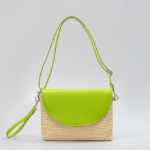 Groene dames clutch stro tas meisjes snoepkleur PU leren patchwork schoudertas