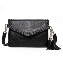 Zwarte dames schoudertas, crossbody enveloptas, mode