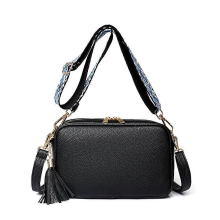 Zwarte meisjes schoudertas crossbody tas mode snoepkleur etnische wind schouderband kwastje