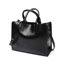 Zwarte dames Tot-tas, modieuze schoudertas, handtas, leren tas