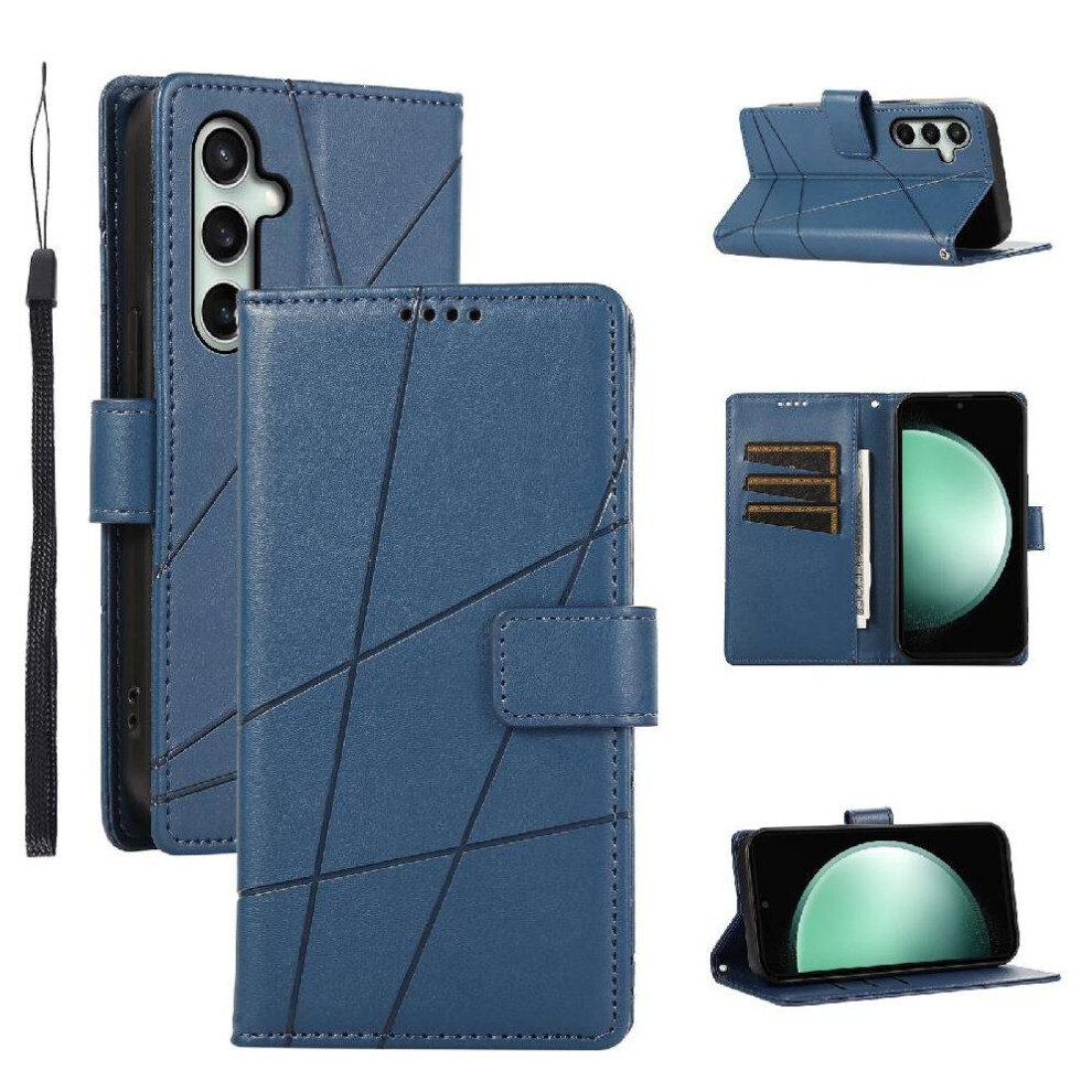 (Blue) Case For Samsung Galaxy S25 Fe Kickstand Shockproof Shock Absorbing Three Card Slots Blue 764563627493