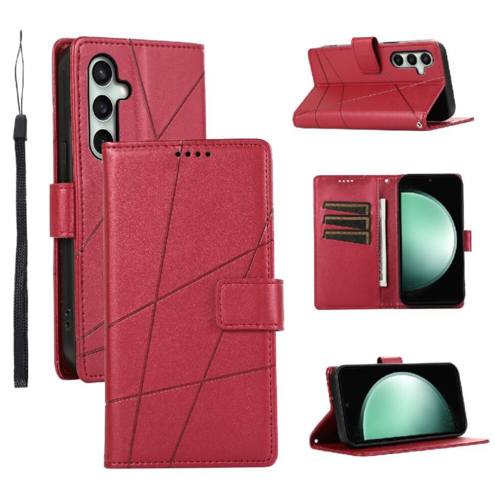 (Red) Case For Samsung Galaxy S25 Fe Kickstand Shockproof Shock Absorbing Three Card Slots Red 764563627516