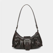 Bolsa de ombro retrô marrom feminina, bolsa de couro com axila, estilo Spice Girl