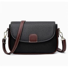 Bolsa de ombro feminina preta da moda, bolsa transversal de couro pequena