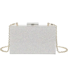 Bolsa clutch feminina de acrílico com glitter prateado, bolsa multicolorida para festa de casamento, coquetel e baile