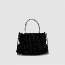 Čierna dámska kabelka s diamantmi, skladaná kabelka, crossbody kabelka s retiazkou pre dievčatá