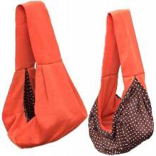 (Orange) Dog Cat Sling Carrier Hands Free Reversible Pet Bag Soft Pouch Tote Design