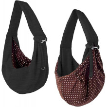 (Black) Dog Cat Sling Carrier Hands Free Reversible Pet Bag Soft Pouch Tote Design