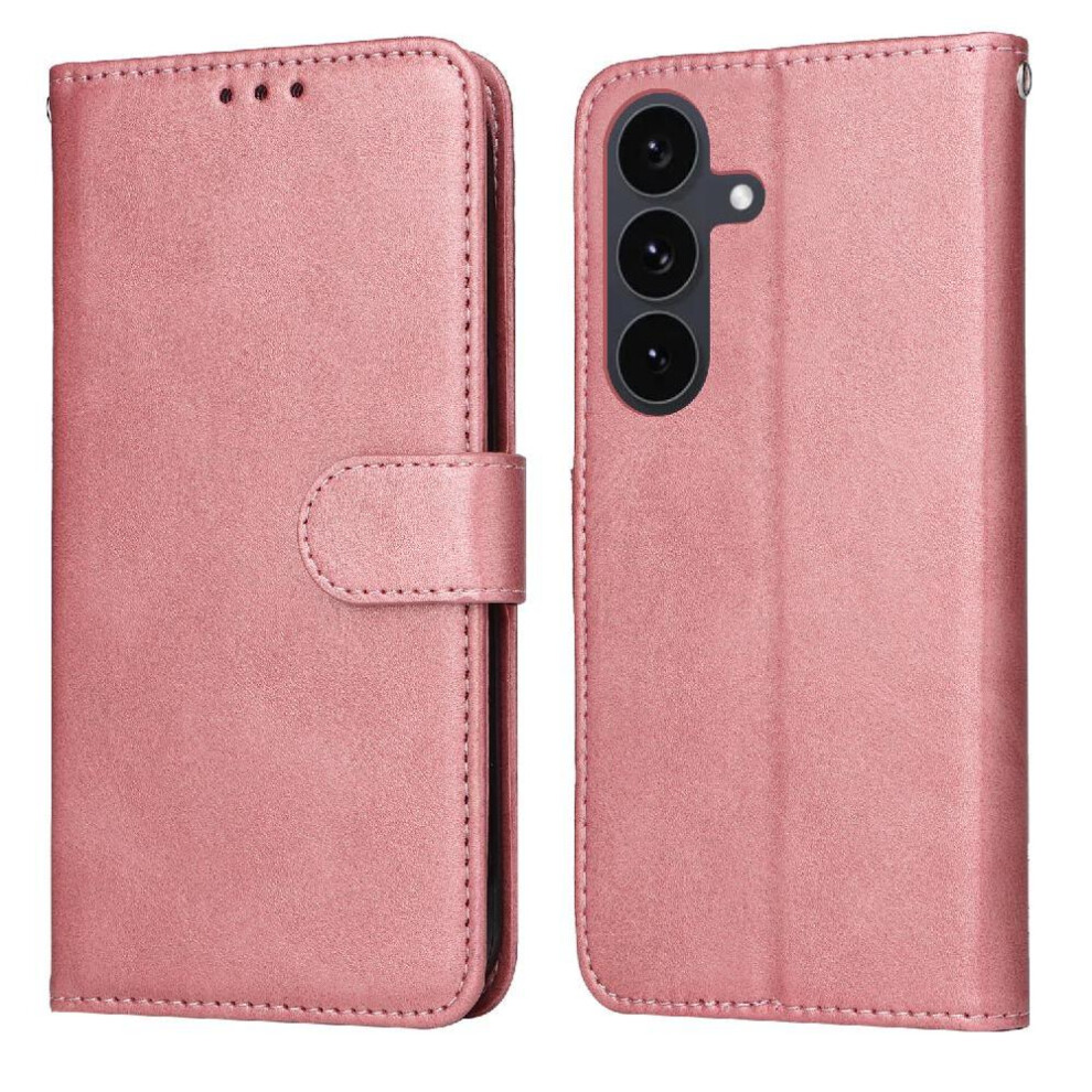(Pink) Flip Case For Samsung Galaxy S25 Fe Precise Cutouts Flip Cover Magnetic Closure Card Slots Pink 764563628209
