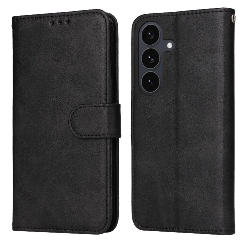 (Black) Flip Case For Samsung Galaxy S25 Fe Precise Cutouts Flip Cover Magnetic Closure Card Slots Black 764563628186