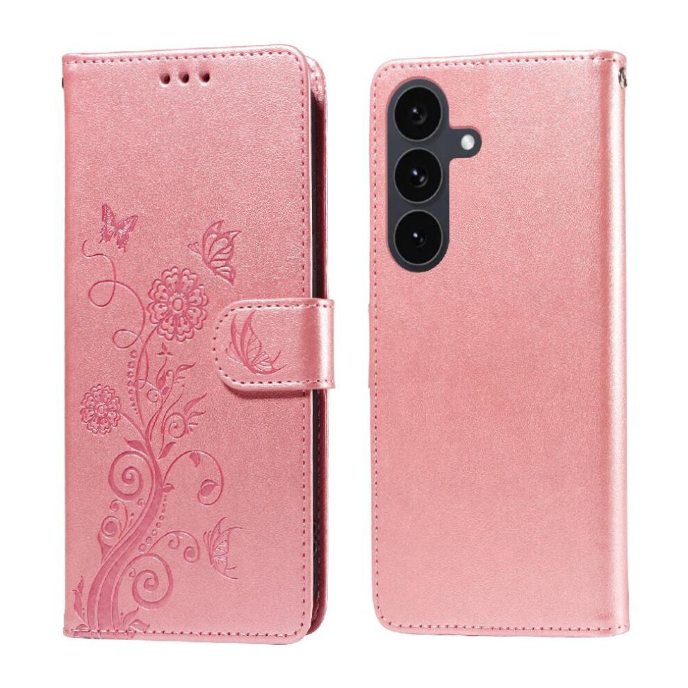 (Rose ) Flip Case For Samsung Galaxy S25 Fe Flower Leather Cardslots Flip Gold 764563628414