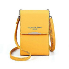 (yellow) Small Pu Crossbody Bag Cell Phone Purse Zip Wallet With Credit Card Slots For Women