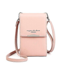 (pink) Small Pu Crossbody Bag Cell Phone Purse Zip Wallet With Credit Card Slots For Women