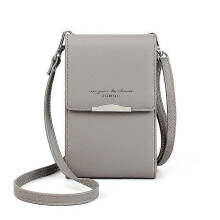 (grey) Small Pu Crossbody Bag Cell Phone Purse Zip Wallet With Credit Card Slots For Women