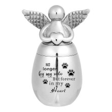 (Paw Print)Stainless Steel Angel Wings Heart Small Urns Your Wings Were Ready Memorials Cremation Ashes Urn Keepsake