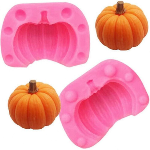 Halloween Mini 3d Silicone Pumpkin Mold Easy Release Mold (pink) 3 Pieces 1