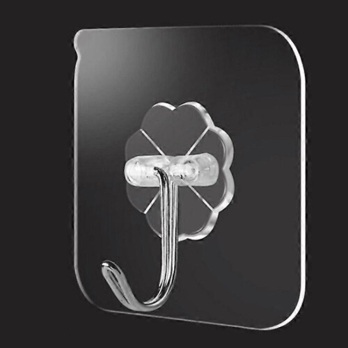 Wall Hooks, Transparent Reusable Adhesive Utility Hooks, 10 Pcs 1