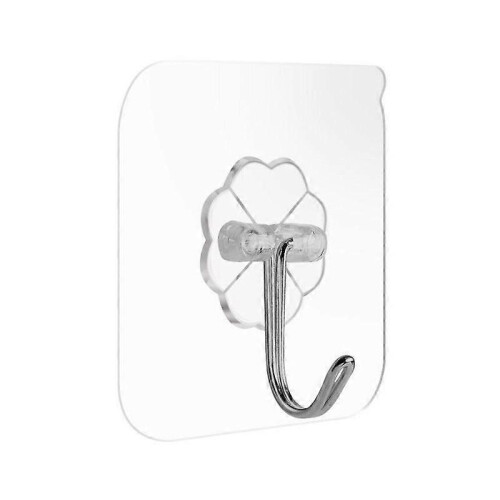 Wall Hooks, Transparent Reusable Adhesive Utility Hooks, 10 Pcs