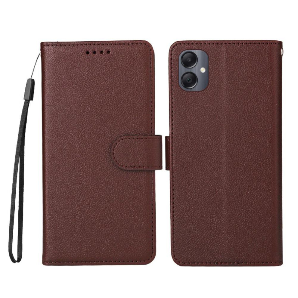 (Brown) Flip Case For Samsung Galaxy A05 Magnetic Car Mount Crad Slot Wallet Wireless Charging Brown 764563630677