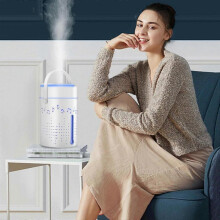 Bluetooth Speaker Music Humidifier with Colorful Lights, Top Filling Cool Mist Humidifier Suitable for Large Room, Ultra-silent Portable (white)