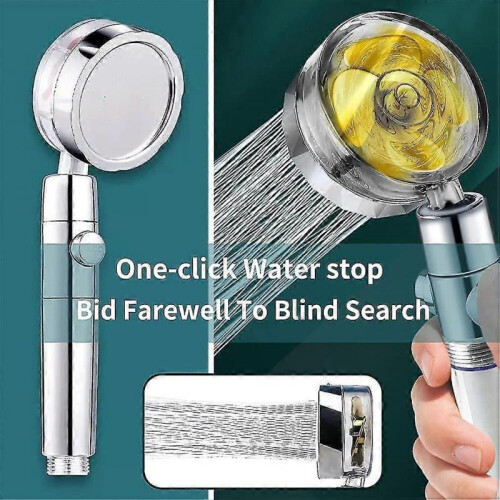 (Blue) High Pressure Propeller Driven Handheld Shower Head, 360 Degrees Rotating Water Saving Shower Head Easy Install 2