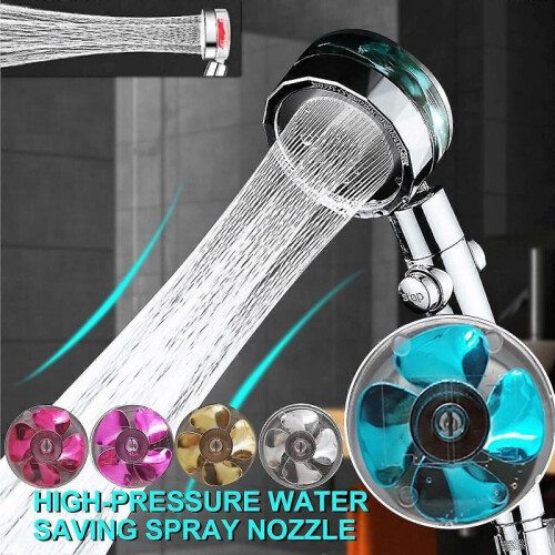 (Red) High Pressure Propeller Driven Handheld Shower Head, 360 Degrees Rotating Water Saving Shower Head Easy Install 1