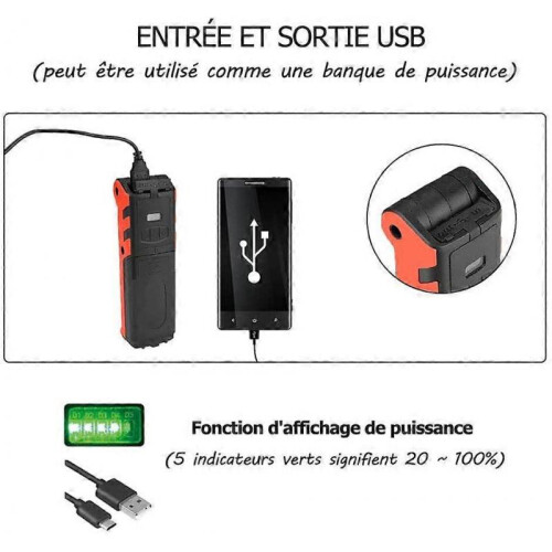 Usb Rechargeable Work Lamp, COB Flashlight Torch,LED Inspection Lamp with Magnetic Base (1 PC) 1