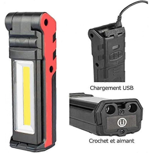 Usb Rechargeable Work Lamp, COB Flashlight Torch,LED Inspection Lamp with Magnetic Base (1 PC) 2