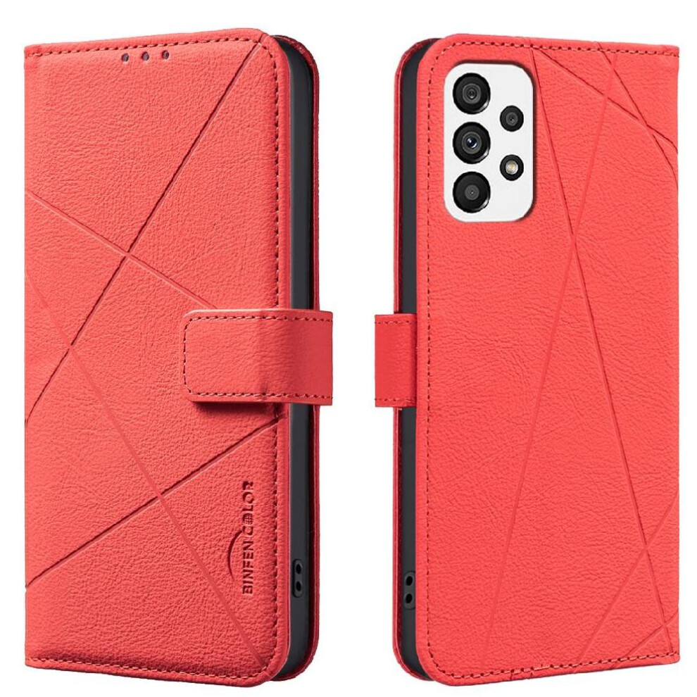 Photos - Case  Phone  for Samsung Galaxy A72 Full Protection Rfid Blocking Card Slots Holder Magnetic Pu Leather Flip Folio(Red)