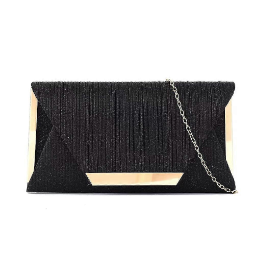 Μαύρες τσάντες clutch με γκλίτερ, γυναικείες βραδινές τσάντες clutch, τσάντες με καπάκι 1
