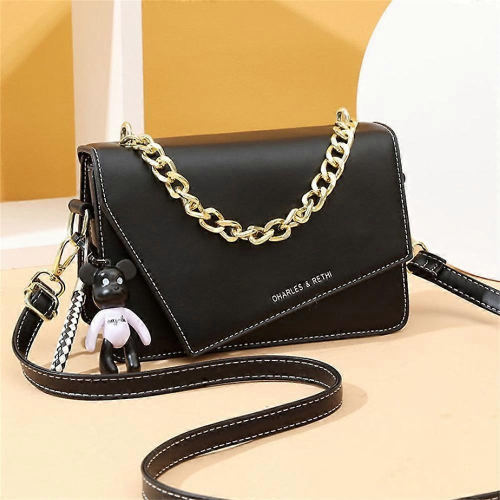 Μαύρη τσάντα Crossbody για κορίτσια με μικρή τετράγωνη τσάντα και τσάντα ώμου με α 1