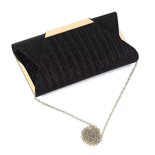 Μαύρες τσάντες clutch με γκλίτερ, γυναικείες βραδινές τσάντες clutch, τσάντες με καπάκι 2