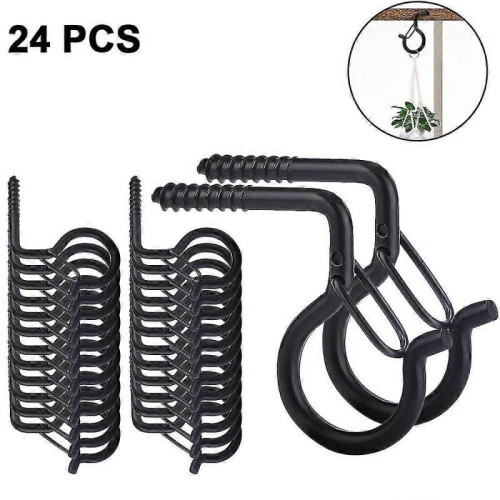 (Black B) 24 Pcs Screw In Hooks Outdoor String Lights Screw Hook Ceiling Hooks 1