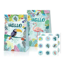 (style A) 12pcs Pineapple Flamingo Kraft Paper Gift Bags Hawaiian Tropical Party