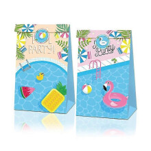 (style C) 12pcs Pineapple Flamingo Kraft Paper Gift Bags Hawaiian Tropical Party