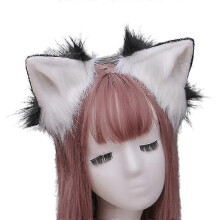 Contrast Color Faux Fur Wolf Ears Headband Simulation Fluffy Animal Hair Hoop