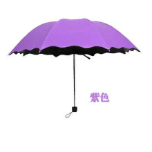 (Purple)Creative three fold black glue blossom umbrella gift advertising umbrella sunny umbrella