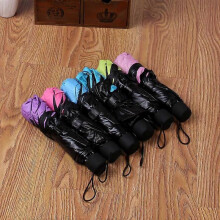 (Color Random)Creative three fold black glue blossom umbrella gift advertising umbrella sunny umbrella