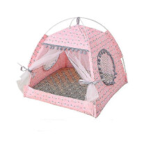(XL, 03 Floral-Pink) Universal Cat Tent Cat House Enclosed Comfort Tent With Floor Pet Puppy House Accessories
