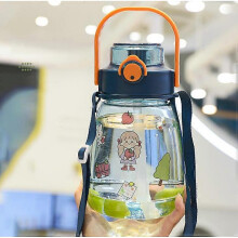 (1300ML, Navy Blue) Children's Thermos Mug Stainless Steel Water Cup Female Big Belly Cup