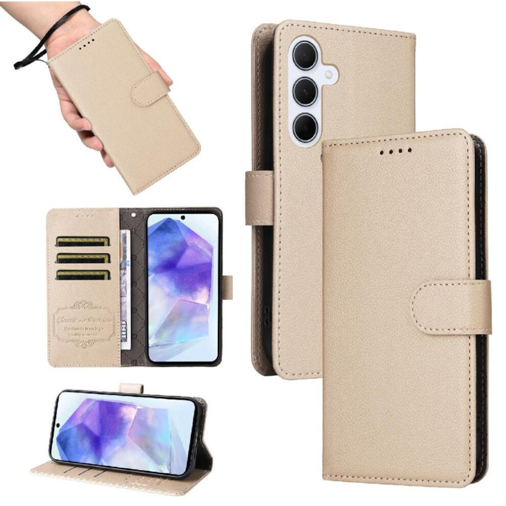 (Yellow) Flip Case For Samsung Galaxy A55 Wallet Magnetic Car Mount Wireless Charging Crad Slot Yellow 764563632404