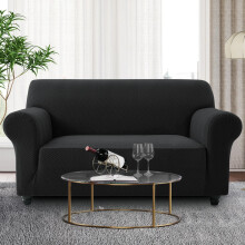 (2-Seater, Black) Stretchable Elastic Sofa Cover for 1/2/3/4 Seater Non Slip Couch Protector for Pets and Kids-Furniture Protector