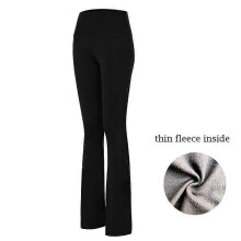 (M, thin fleece black) Women Elastic High Waist Flared Pants Thin Yoga Pants Plus Size Square Dance Pants Slim Sports Fitness Flared Pants Yoga Pants