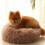(Khaki) Pet Kennel Round Super Soft Fluffy Comfortable Mat 1